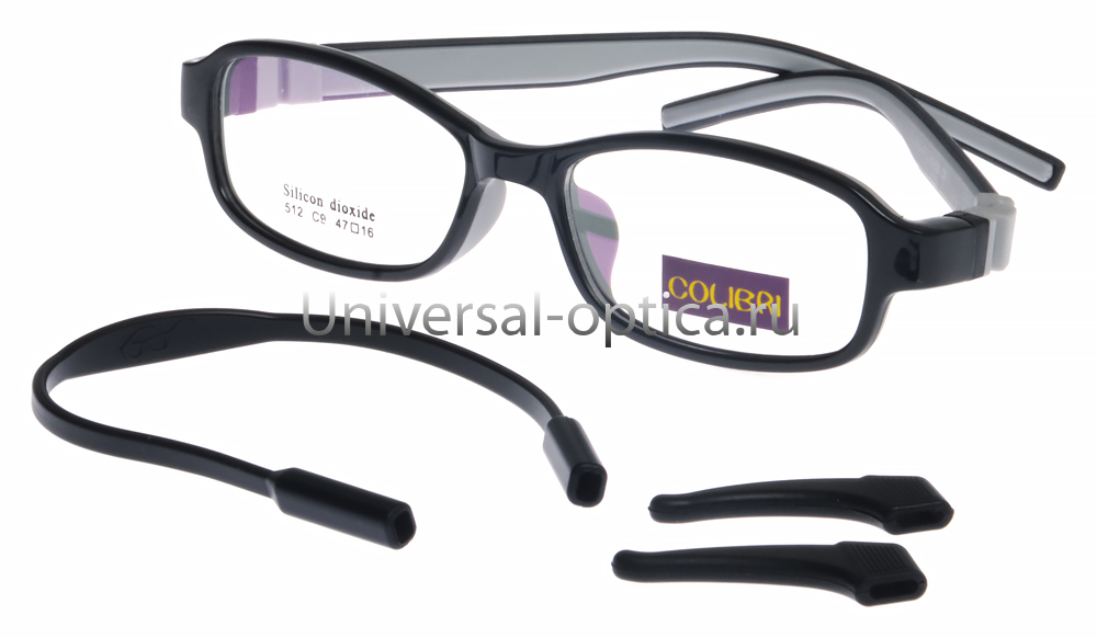 Оправа детская пластиковая Colibri 512 c. 9 (мягк. флекс) c резиночкой и стопперами от Торгового дома Универсал || universal-optica.ru