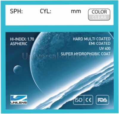Линза полимерная 1.70 AS HMC EMI UV Super UNILENS от Торгового дома Универсал || universal-optica.ru
