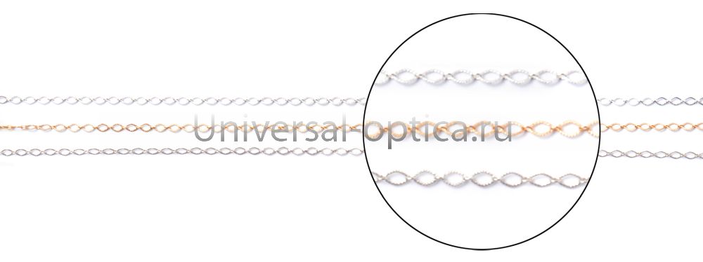 Цепочка металлическая в ассортименте (упаковка 10 шт) с круглым звеном от Торгового дома Универсал || universal-optica.ru