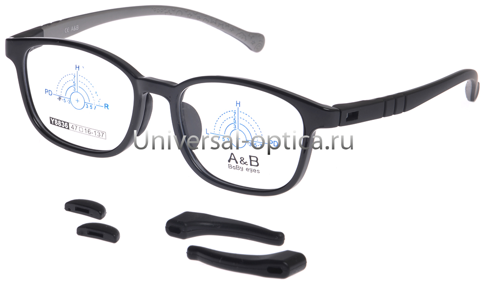 Оправа детская пластиковая A&B Y8836 c. 1 со стопперами от Торгового дома Универсал || universal-optica.ru