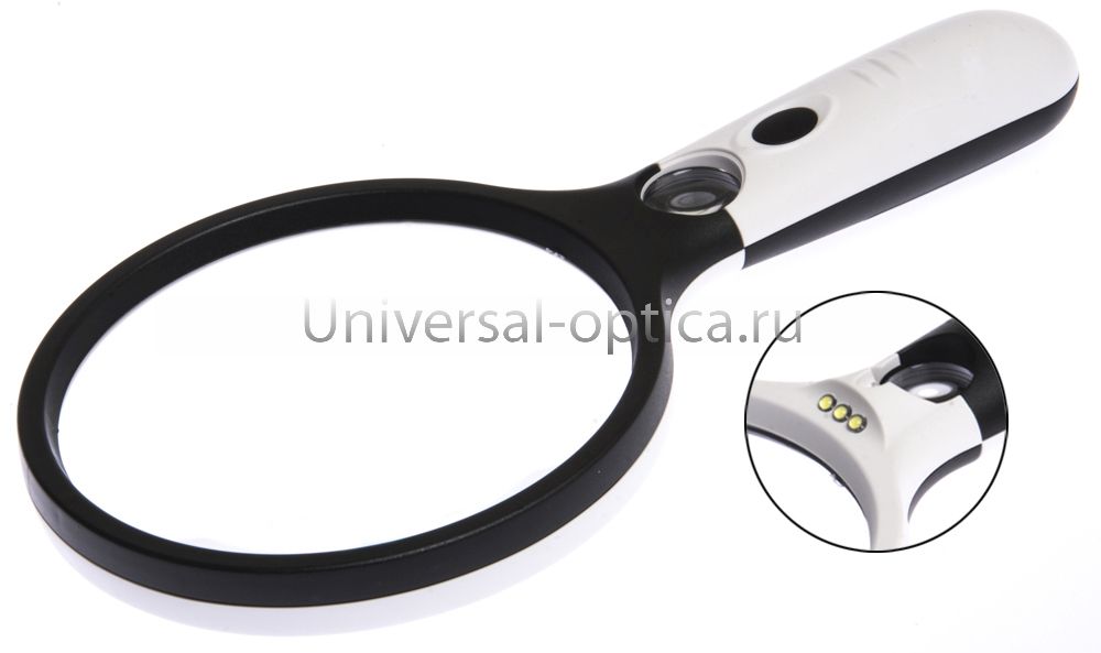 Лупа полимерная классическая №7 d.138 (х2, х30) биф. с подсв. (70138B) от Торгового дома Универсал || universal-optica.ru