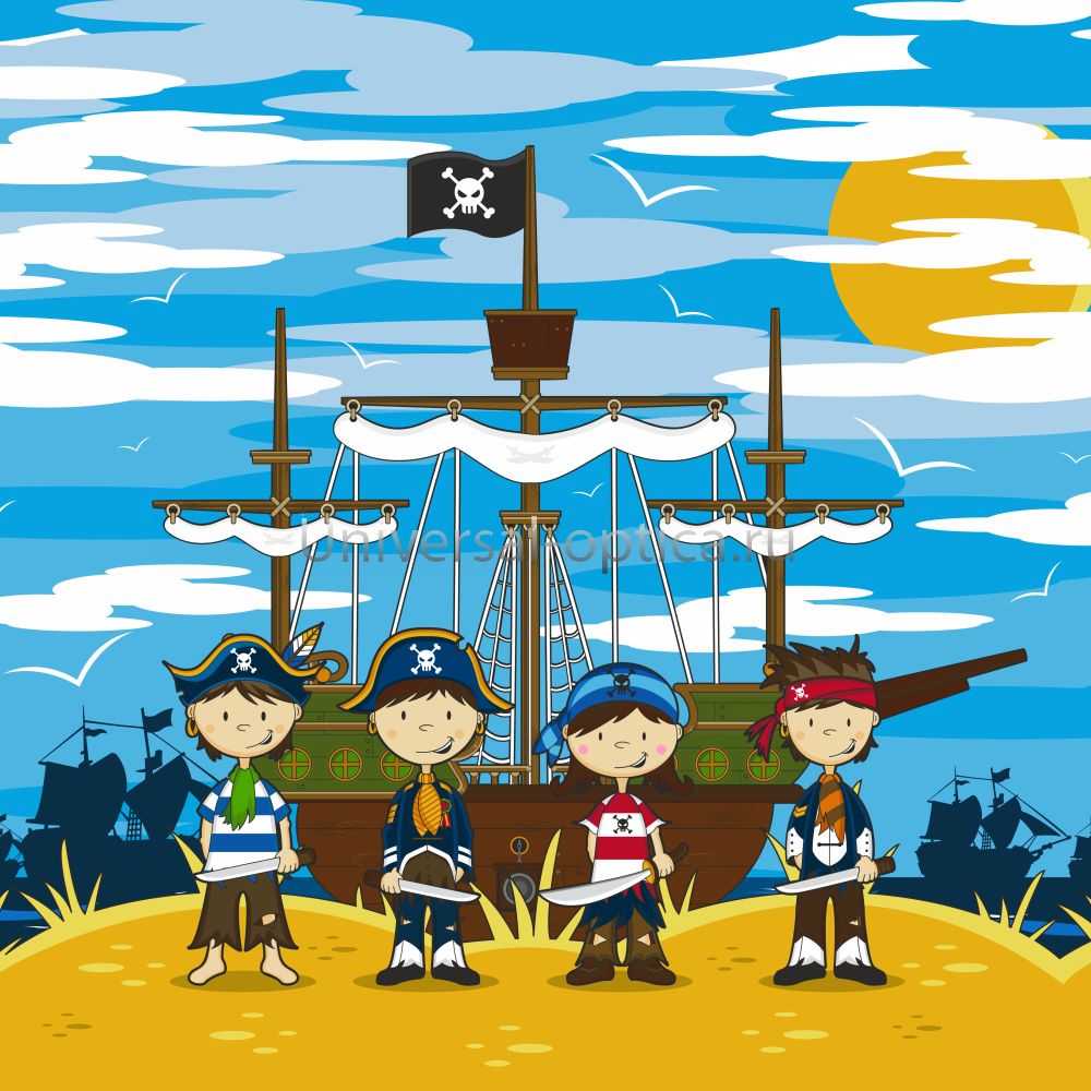 Салфетка из MF "УНИВЕРСАЛ" в индивидуальной упаковке (4шт.) Пираты (20*20см) Китай от Торгового дома Универсал || universal-optica.ru