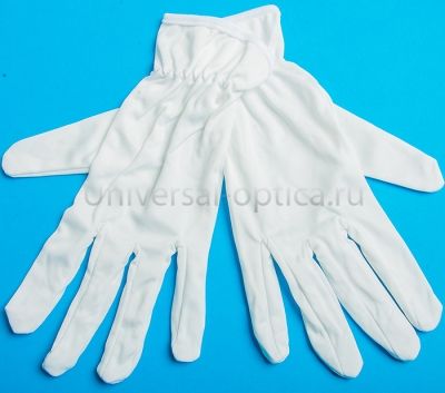 Перчатки  из микрофибры M белые от Торгового дома Универсал || universal-optica.ru