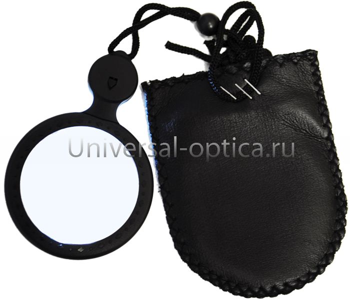 Лупа полимерная карманная d.50(х3,х6)биф,на шнур+чех с подсв. от Торгового дома Универсал || universal-optica.ru