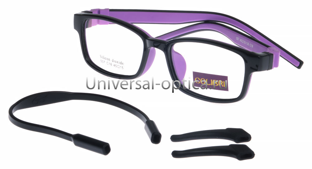 Оправа детская пластиковая Colibri 507 col. 18 (мягк. флекс) c резиночкой и стопперами от Торгового дома Универсал || universal-optica.ru