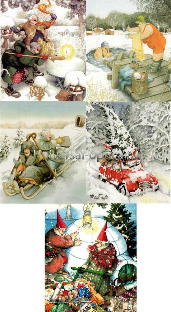 Салфетка из MF "УНИВЕРСАЛ" в индивидуальной упаковке (5шт.) Весёлые старушки. Зима (15*18см) Китай от Торгового дома Универсал || universal-optica.ru