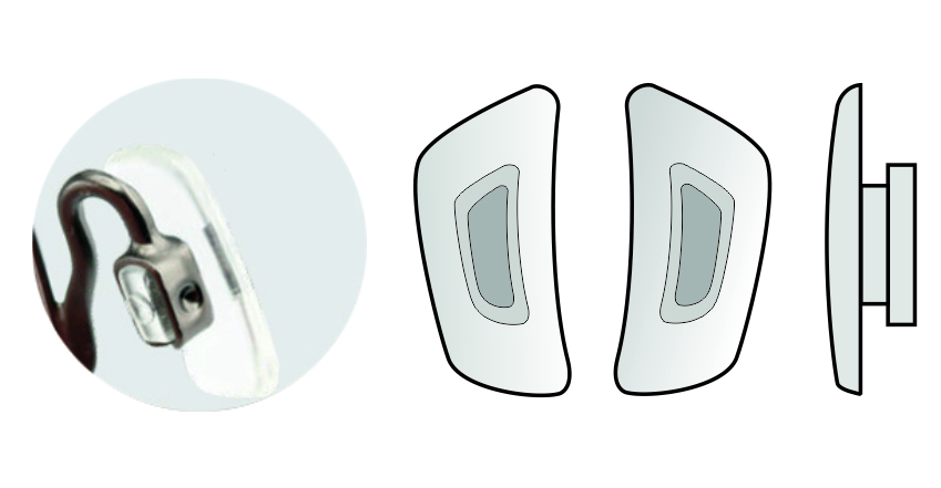Носовые упоры (R) силиконовые на защелке правый+левый (фигурные) от Торгового дома Универсал || universal-optica.ru