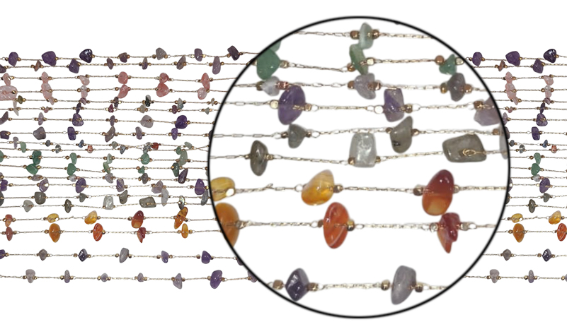 Цепочка металлическая в ассортименте (упаковка 10 шт) с разноцветными камушками от Торгового дома Универсал || universal-optica.ru